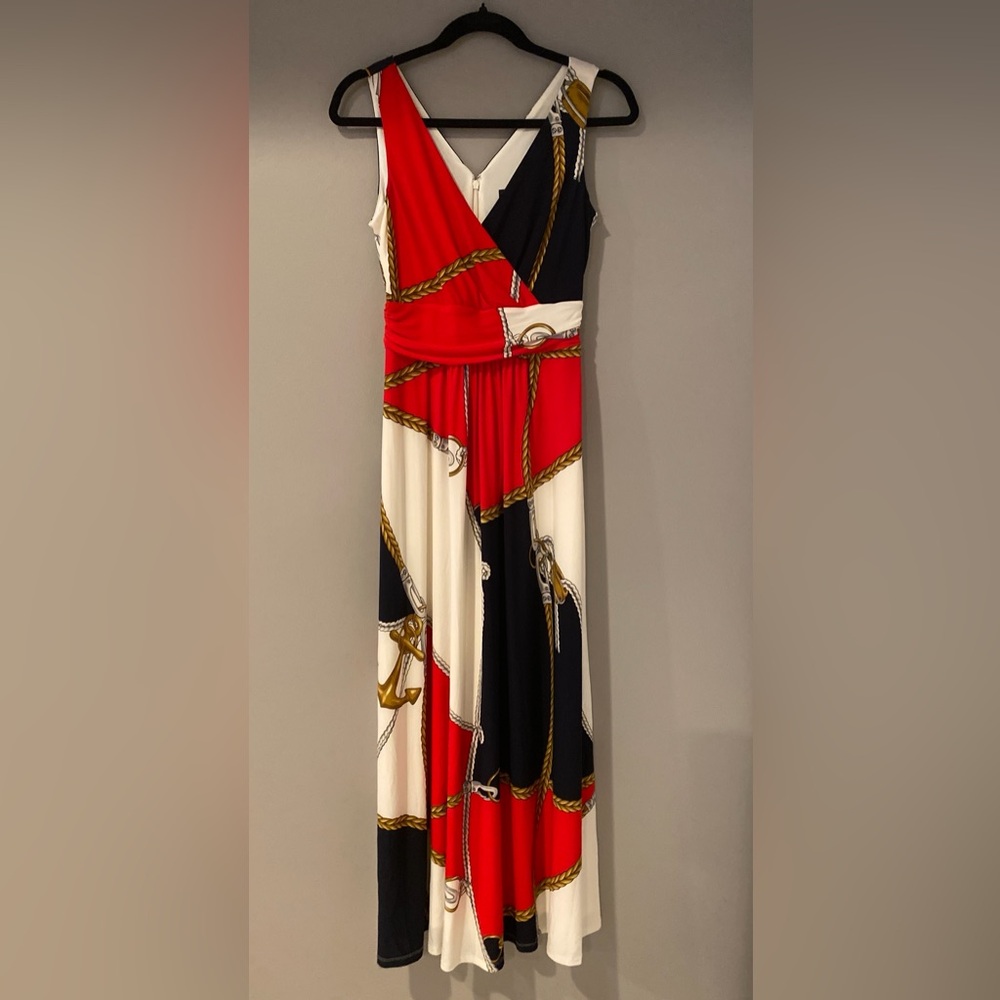 Lauren Ralph Lauren Red, Black, and White Nautical Maxi Dress